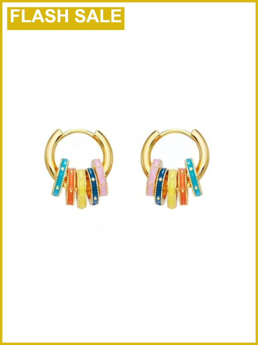 18K Gold Plated Enamel Huggie Hoop Earrings Dangle Drop Small Hoop